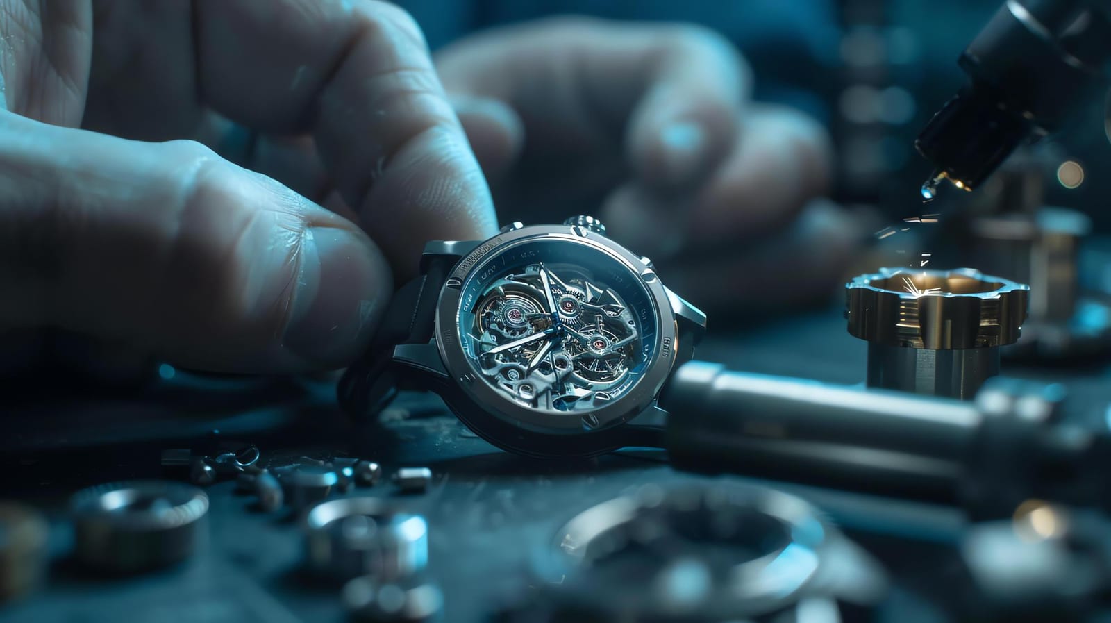 Laboratorio orologiaio con banco di lavoro e strumenti di precisione a Milano
